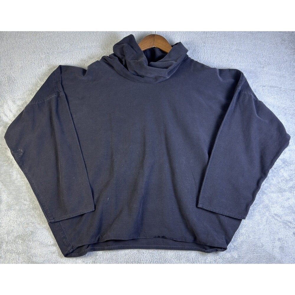 Vintage 80s MICHELE LAMY Navy Blue Cotton Pique Cowl Top Archive Distressed